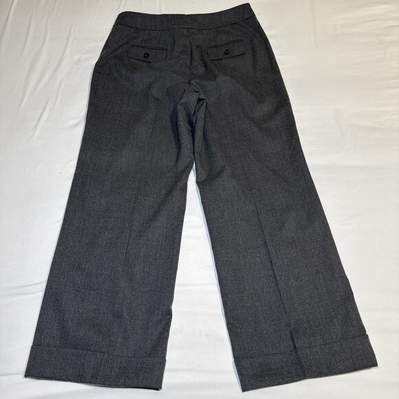 Talbots Womens Petite 12P Italian Wool Pants Gray Lined Wide Leg Cuffed Career - Picture 11 of 13